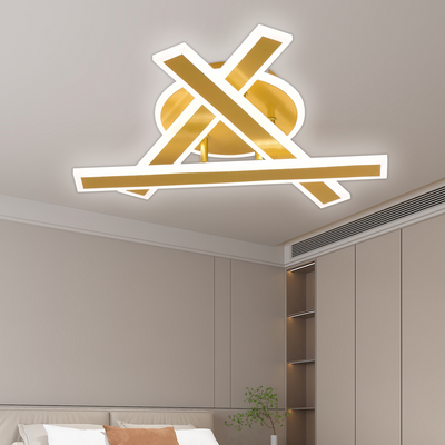 Lustra LED cu Telecomanda ZYRON Nobile , 62W, 40x5.5x10, Lumina Rece/Calda/Neutra, Dimabila, Auriu, Metal, Plexiglas