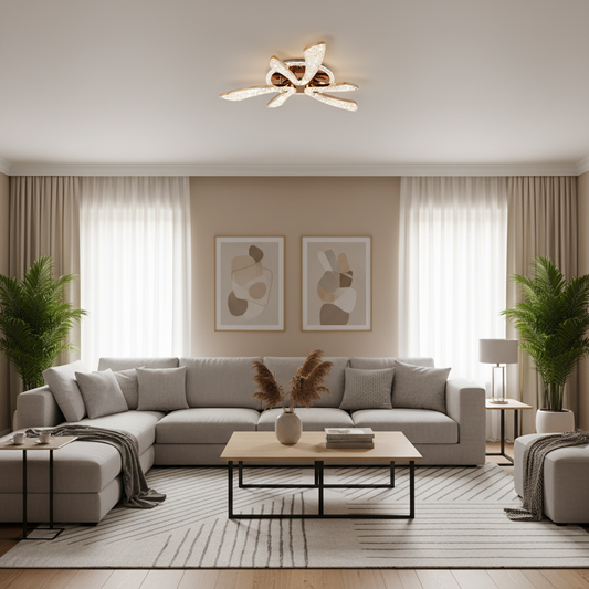 CHARM Elegance Lampadario LED con telecomando e cristallo, 44W, Ø50cm, 3 sorgenti, Luce Fredda/Calda/Neutra, Dimmerabile, Oro