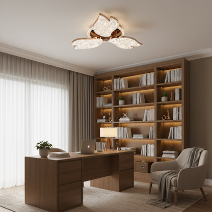 Lampadario LED con telecomando, 51W, Luce 3000K/4000K/6000K, Dimmerabile, Oro, Metallo e Acrilico