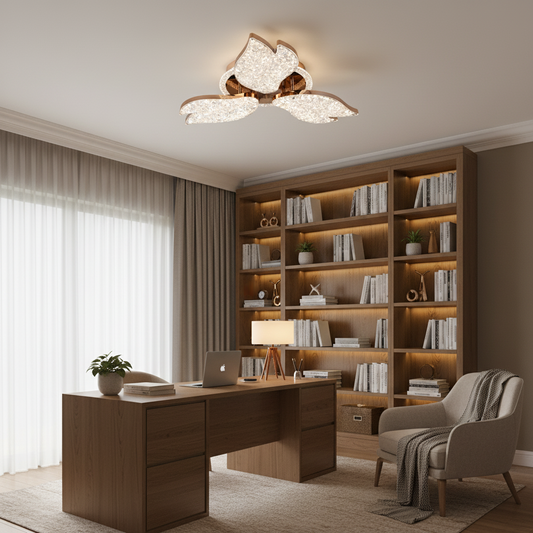 Lampadario LED con telecomando, 51W, Luce 3000K/4000K/6000K, Dimmerabile, Oro, Metallo e Acrilico