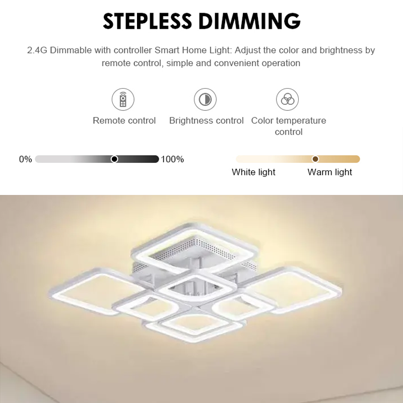 Lampadario a LED con telecomando ZOE 138W, 8 Quadrati, Luce Fredda/Calda/Neutra, Dimmerabile, Lampadario a LED Bianco con telecomando Titolo predefinito Alessandro Design