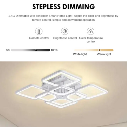 Lampadario a LED con telecomando ZOE 138W, 8 Quadrati, Luce Fredda/Calda/Neutra, Dimmerabile, Lampadario a LED Bianco con telecomando Titolo predefinito Alessandro Design