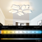 Lampadario a LED con telecomando TULIP 81W, 5 Petali, Luce Fredda/Calda/Neutra, Dimmerabile, Lampadario a LED Bianco con telecomando Titolo predefinito Alessandro Design
