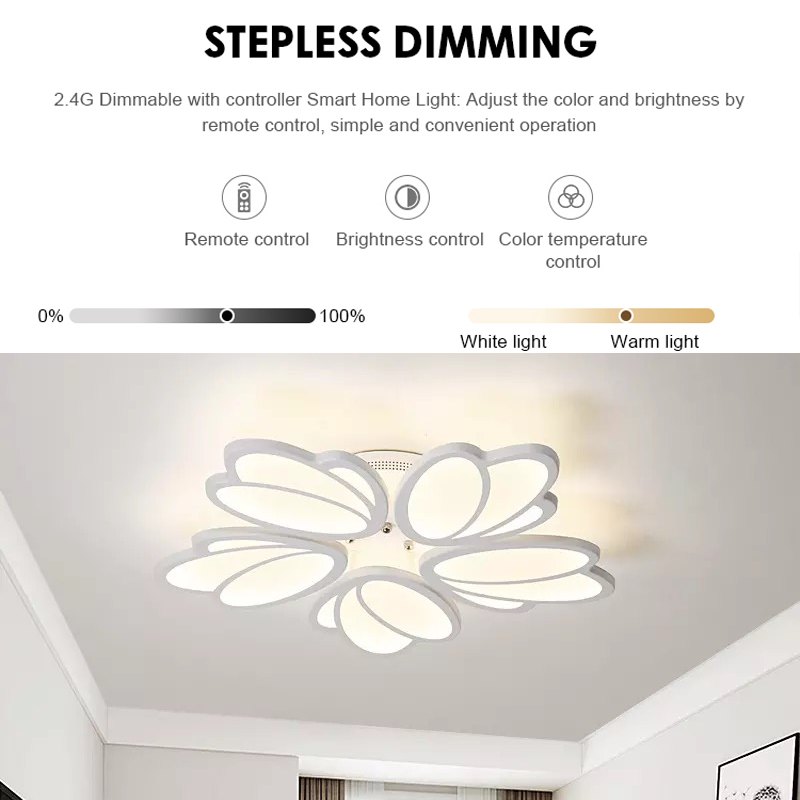 Lampadario a LED con telecomando TULIP 81W, 5 Petali, Luce Fredda/Calda/Neutra, Dimmerabile, Lampadario a LED Bianco con telecomando Titolo predefinito Alessandro Design