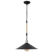 Lampadario a corda LV570/1BK, 1xE27, Diametro 26,5 cm, Altezza 11 cm, IP20, Lampadari vintage in metallo, marrone, nero e corda Titolo predefinito Alessandro Design