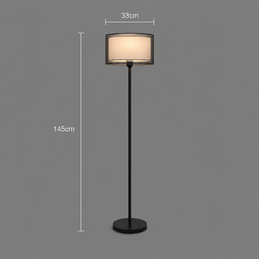 Lampadar KYZYLORDA, 1 x E27, Metal, Negru