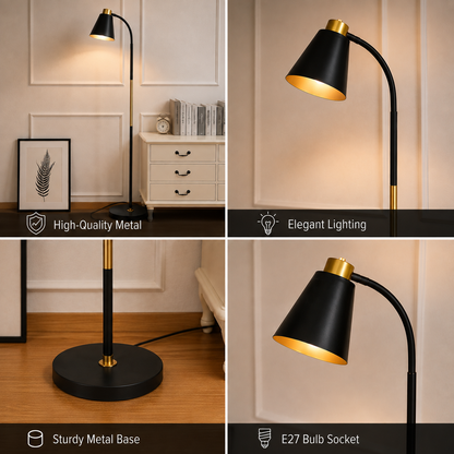 Lampadar TEMIRTAU, 1 x E27, Metal, Negru