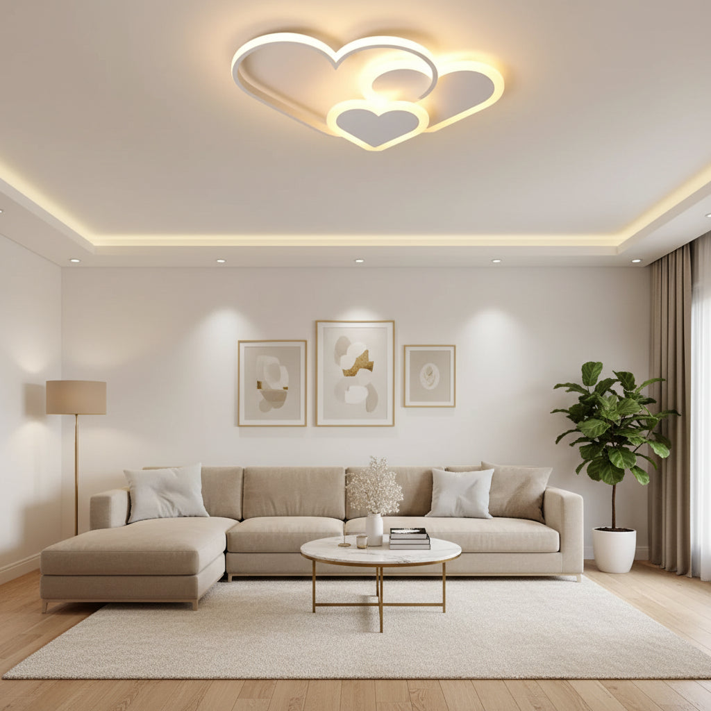 Lampadario a LED con telecomando AMI 48W, 3 Cuori, Luce Fredda/Calda/Neutra, Dimmerabile, Lampadario a LED Bianco con telecomando Titolo predefinito Alessandro Design