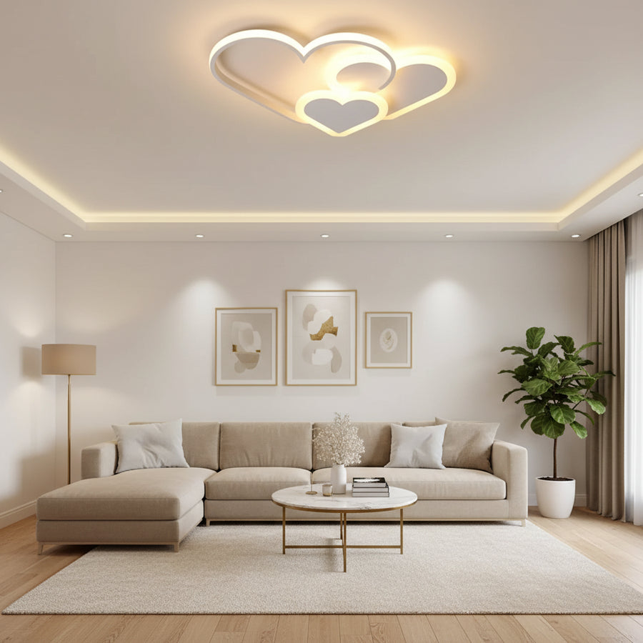 Lampadario a LED con telecomando AMI 48W, 3 Cuori, Luce Fredda/Calda/Neutra, Dimmerabile, Lampadario a LED Bianco con telecomando Titolo predefinito Alessandro Design