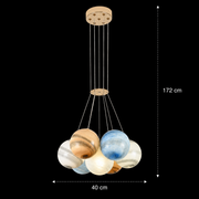 DEDD Lampadario classico, 7xE27, 40x42cm, metallo e plastica stampata in rotazionale, bianco, altezza regolabile
