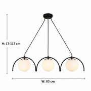 EGVEKINOT Lampadario classico, globo, 3xE27, altezza regolabile, nero