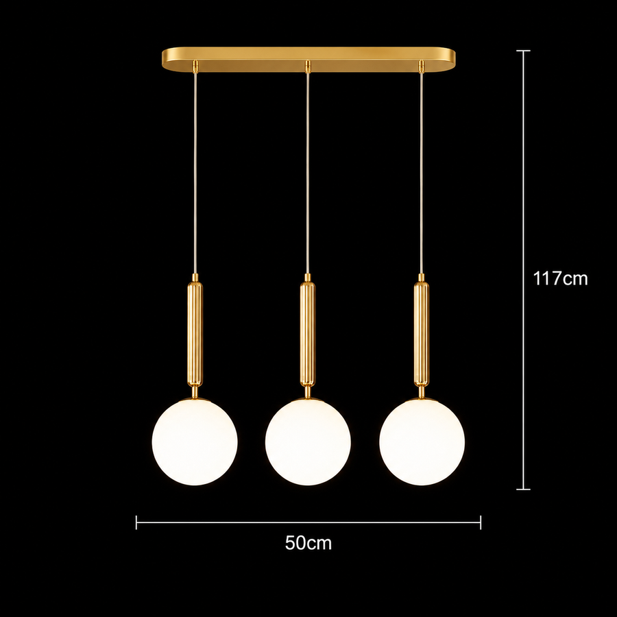 Lampadario Classico Moderno Ilulissat, 3xE27, Metallo e Plastica, Oro, Lampadine Non Incluse