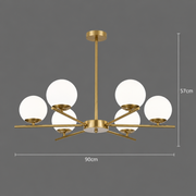 Lampadario classico NUUK, 90x57 cm, 6xE27, metallo e plastica, oro