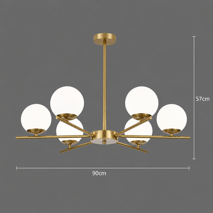 Lampadario classico NUUK, 90x57 cm, 6xE27, metallo e plastica, oro