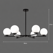 Lampadario classico NUUK, 90x57 cm, 6xE27, metallo e plastica, nero