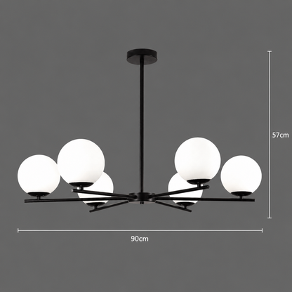 Lampadario classico NUUK, 90x57 cm, 6xE27, metallo e plastica, nero
