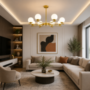 Lampadario classico NUUK, 93x57 cm, 8xE27, metallo e plastica, oro