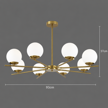 Lampadario classico NUUK, 93x57 cm, 8xE27, metallo e plastica, oro