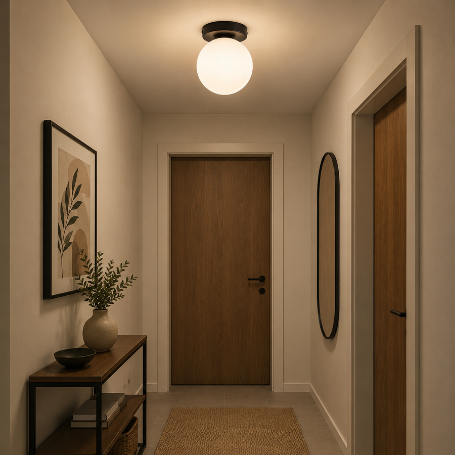 Lampadario classico QAQORTOQ, diametro 15 cm, 1xE27, metallo e plastica, nero