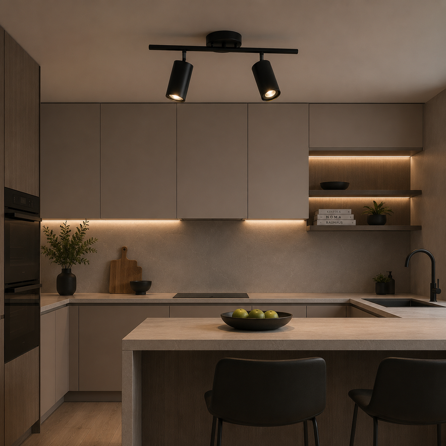 Lampadario classico Sisimiut, 2xGU10, metallo, nero