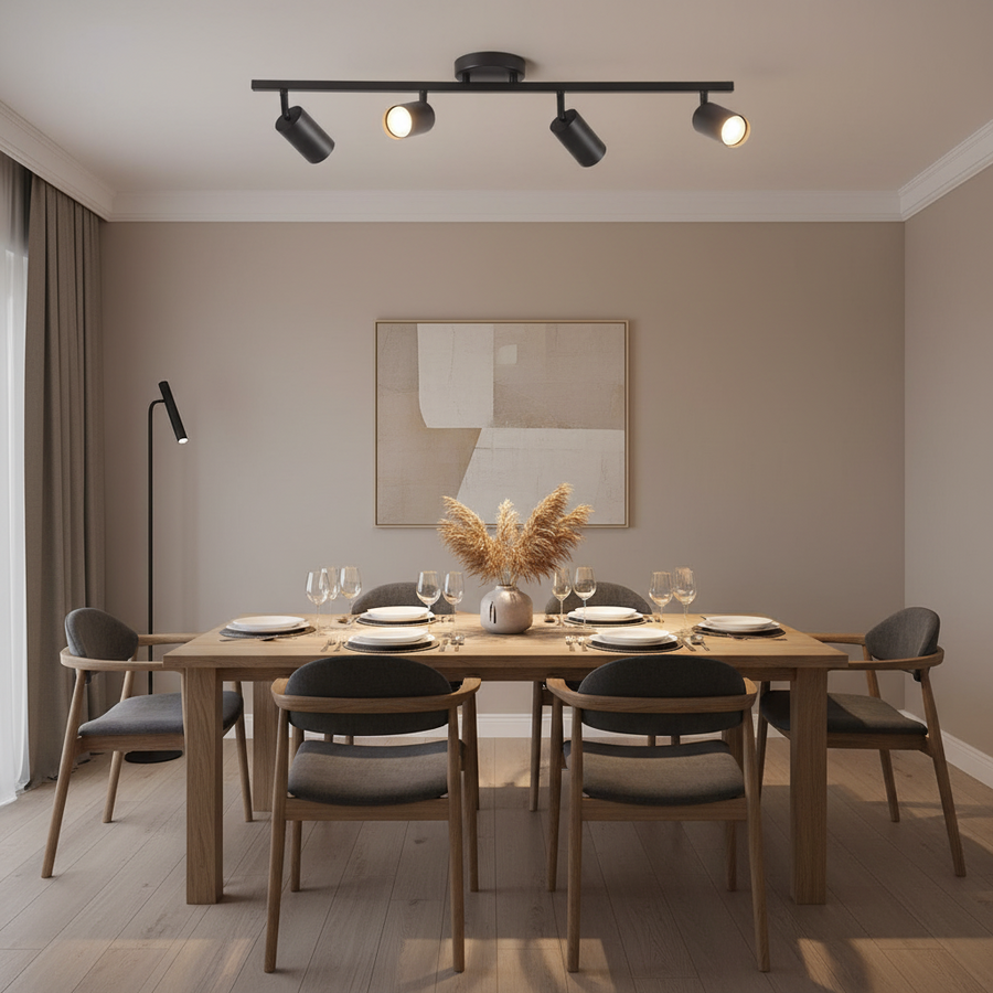 Lampadario classico Sisimiut, 4xGU10, metallo, nero