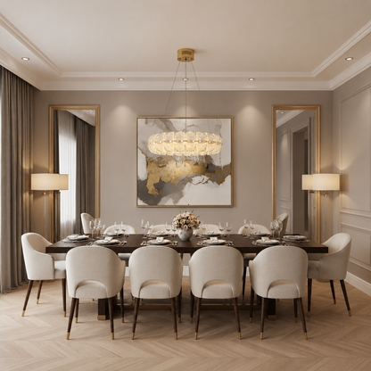 MAYON Supremo Lampadario di cristallo, 80x80 cm, 3000K/4000K/6000K, 210W, metallo e acrilico, oro