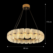 MAYON Supremo Lampadario di cristallo, 80x80 cm, 3000K/4000K/6000K, 210W, metallo e acrilico, oro