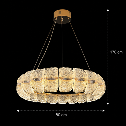 MAYON Supremo Lampadario di cristallo, 80x80 cm, 3000K/4000K/6000K, 210W, metallo e acrilico, oro