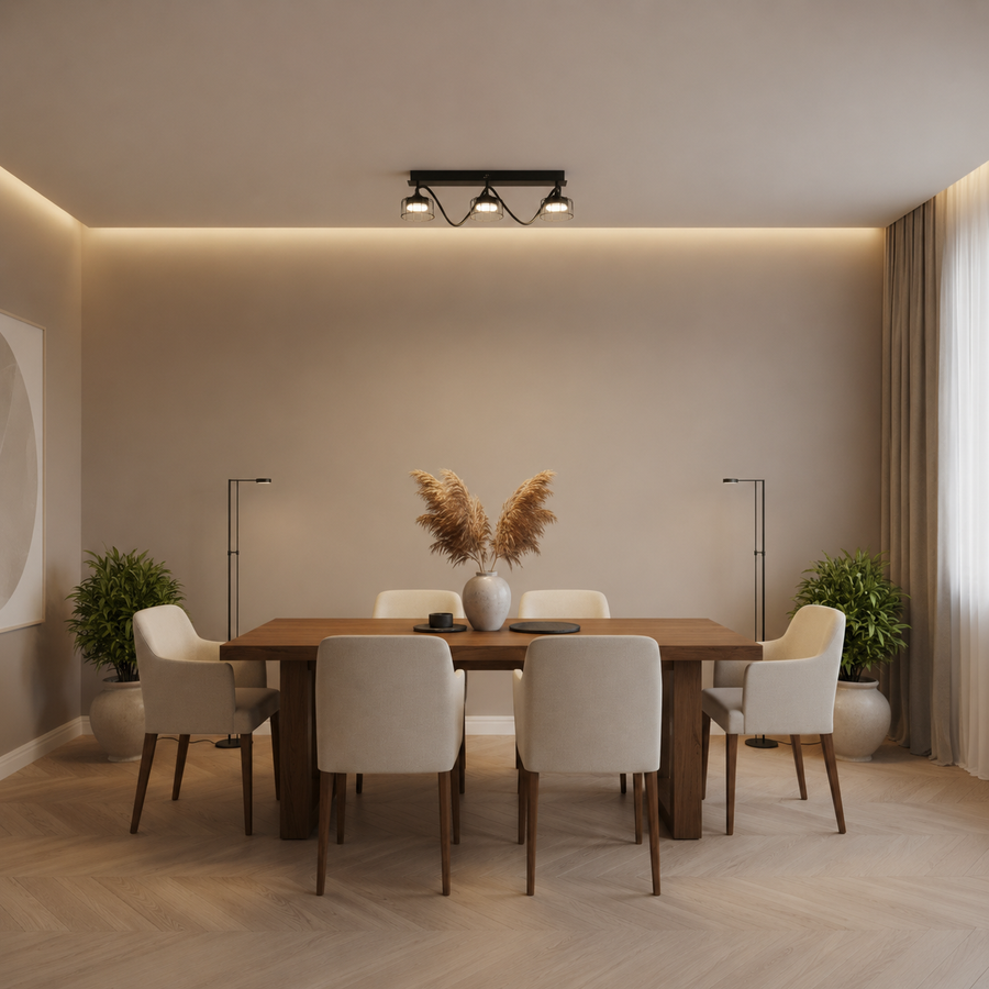 Lampadario EPS, 3xG53, 61x15 cm, metallo e plastica, nero