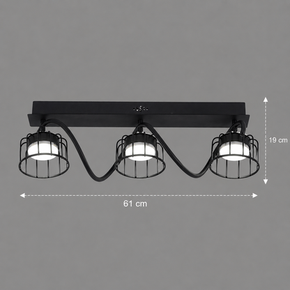 Lampadario EPS, 3xG53, 61x15 cm, metallo e plastica, nero