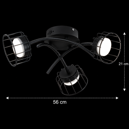 Lampadario in EPS, 3xG53, D56cm, metallo e plastica, nero