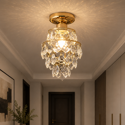 Lustra Ezzelin Cristal, 1xE27, Metal, Auriu