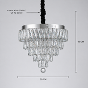 RIGO Lampadario LED Crystal con telecomando Nobile Diametro 39cm, Cromo Lucido, Altezza Regolabile, Metallo e Cristallo