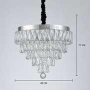 Lampadario LED cristallo con telecomando RIGO Eleganza Diametro 48cm, Cromo Lucido, Altezza Regolabile, Metallo e Cristallo
