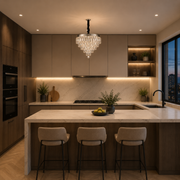 Lampadario LED cristallo con telecomando RIGO Eleganza Diametro 48cm, Cromo Lucido, Altezza Regolabile, Metallo e Cristallo