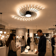 Lampadario LED DASHOGUZ, Ø105cm, 8W, 28 Bracci, Luce Neutra, Metallo e Acrilico, Nero e Oro