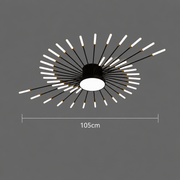 Lampadario LED DASHOGUZ, Ø105cm, 8W, 28 Bracci, Luce Neutra, Metallo e Acrilico, Nero e Oro