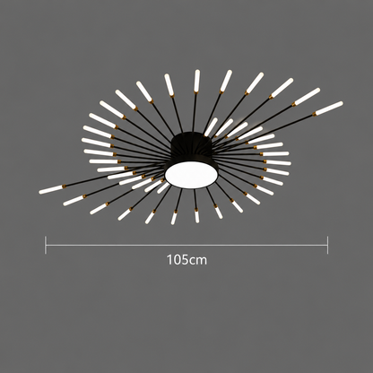 Lampadario LED DASHOGUZ, Ø105cm, 8W, 28 Bracci, Luce Neutra, Metallo e Acrilico, Nero e Oro