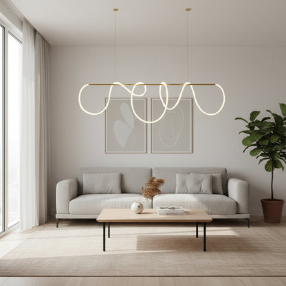 Lustra LED DIVINO cu Tub Silicon Flexibil – 62W, Lumina Reglabila, Auriu Lustre Moderne Default Title Alessandro Design