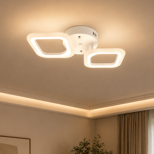 Lustra LED ERIKA 27W, 2 Patrate, lumina Neutra, Alb