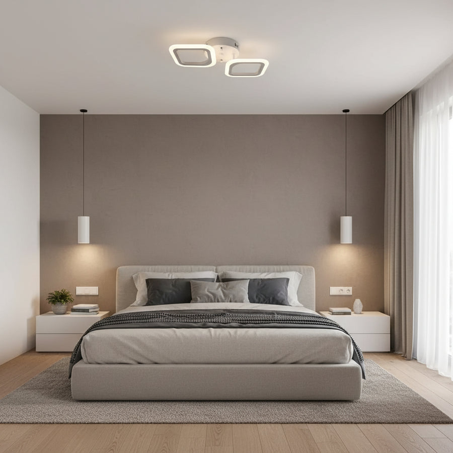 Lampadario LED ERIKA 27W, 2 Quadrati, Luce Neutra, Lampadari LED Applicati Bianco Titolo predefinito Alessandro Design