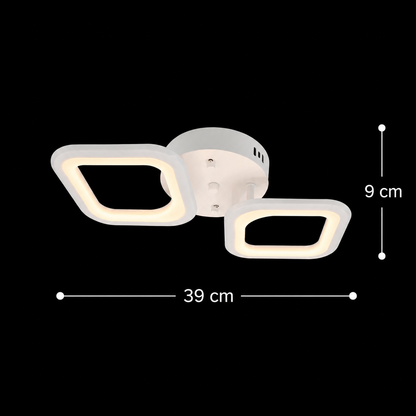 Lampadario a LED ERIKA 27W, 2 Quadrati, Luce Neutra, Bianco