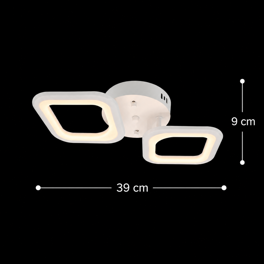 Lampadario a LED ERIKA 27W, 2 Quadrati, Luce Neutra, Bianco