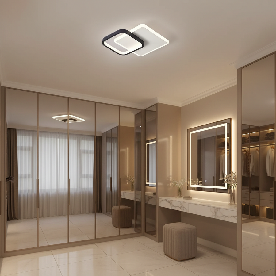 MARCELO Lampadario LED 30W, luce Fredda/Calda/Neutra Bianco Nero