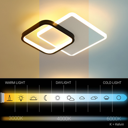 MARCELO Lampadario LED 30W, luce Fredda/Calda/Neutra Bianco Nero