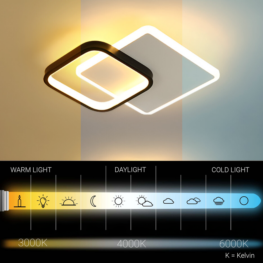 MARCELO Lampadario LED 30W, luce Fredda/Calda/Neutra Bianco Nero