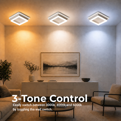 Lampadario LED MODERNO 26W, dimensioni 19,5x19,5, quadrato, luce Fredda/Calda/Neutra, Bianco