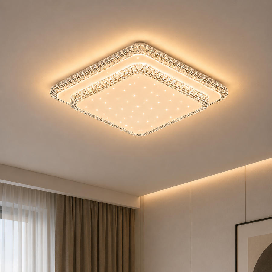 QIKIQTAALUK Lampadario LED, 40W, 38 x 38 cm, Luce Calda/Neutra/Fredda, Bianco