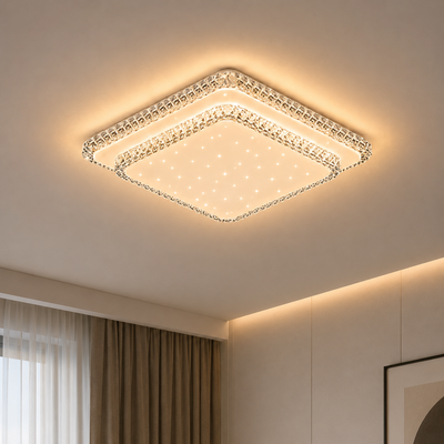QIKIQTAALUK Lampadario LED, 40W, 38 x 38 cm, Luce Calda/Neutra/Fredda, Bianco