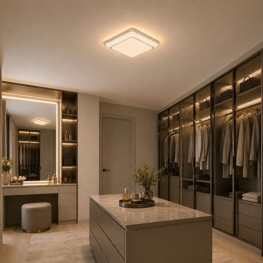 QIKIQTAALUK Lampadario LED, 40W, 38 x 38 cm, Luce Calda/Neutra/Fredda, Bianco